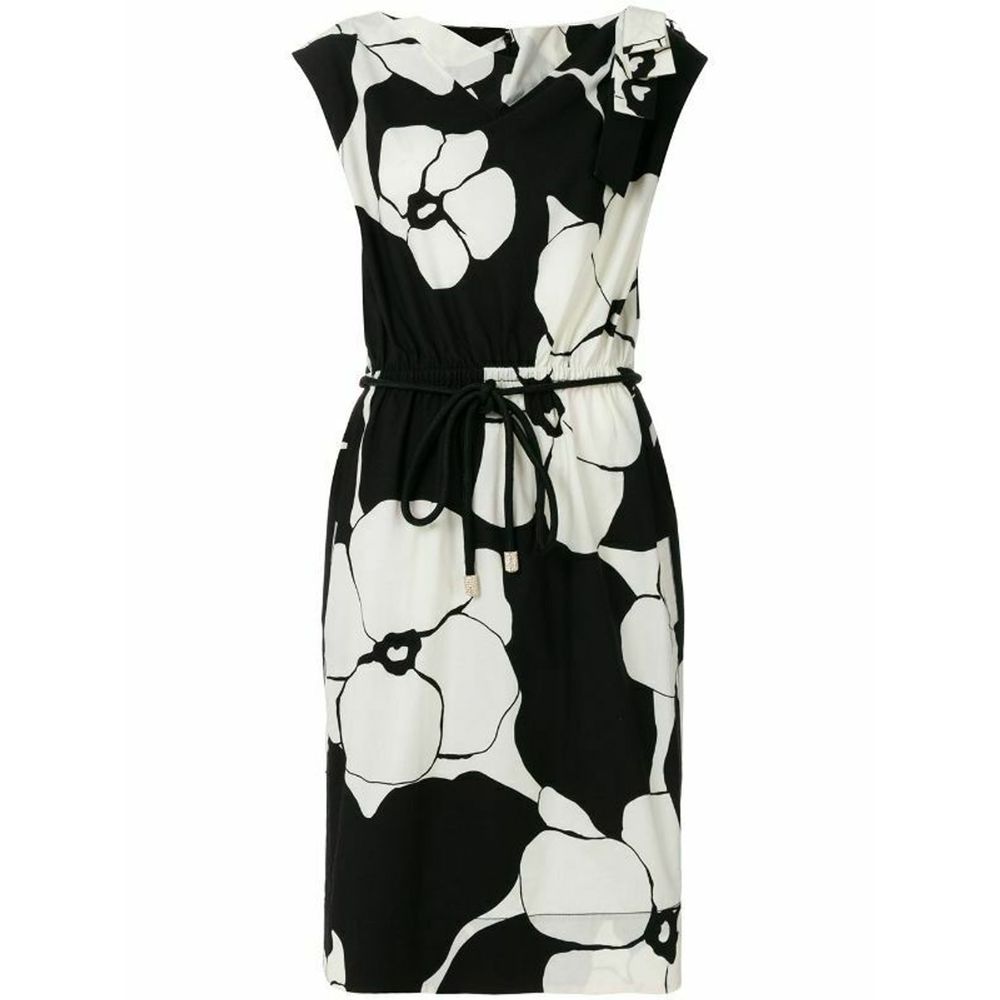 Marc Jacobs Dress Daisy Print Black Ivory Belted S